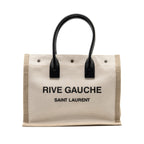Saint Laurent/YSL Rive Gauche Tote Bag Canvas/ Leather Light Beige/ Black