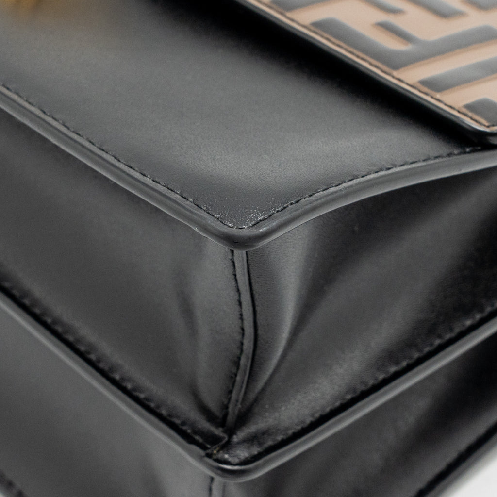 Fendi medium kan I shoulder bag FF embossed calfskin brown/black GHW