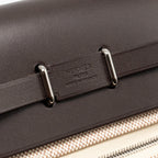 Hermes Herbag Mini Canvas/Hunter Leather Ecru-Beige/Ebene SHW