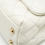 CHANEL MINI COCO HANDLE CAVIAR WHITE LGHW (MICROCHIP)