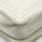 CHANEL BOY BAG METAL SQUARED LAMBSKIN WHITE/RED GHW