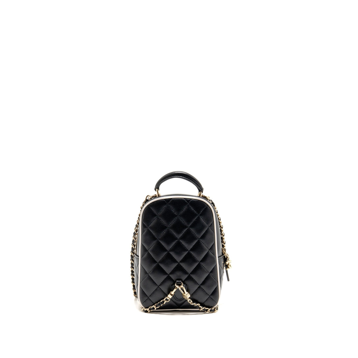 Chanel mini backpack/crossbody bag lambskin black/white LGHW (microchip)