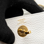 Hermes Mini Lindy clemence New White GHW