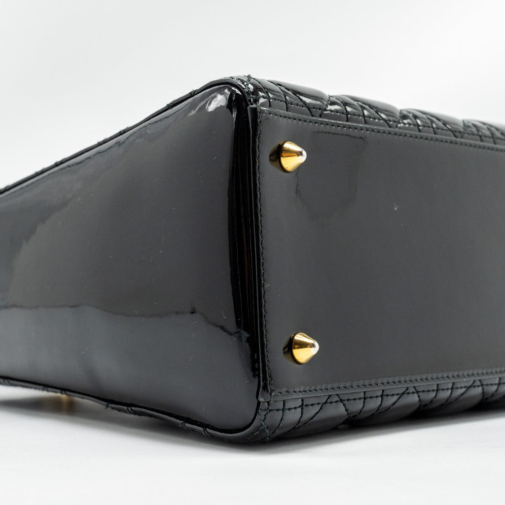 DIOR MEDIUM LADY DIOR PATENT BLACK GHW
