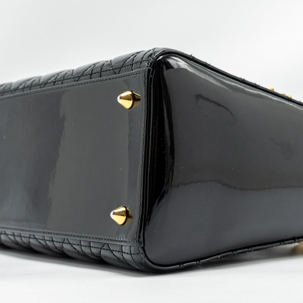DIOR MEDIUM LADY DIOR PATENT BLACK GHW