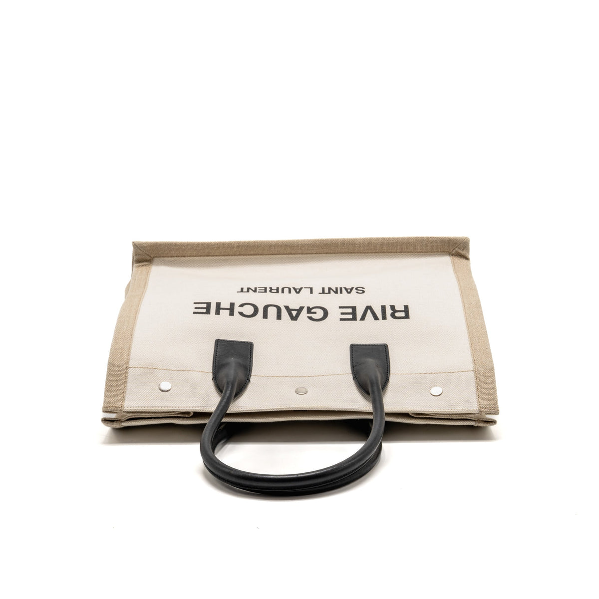 Saint Laurent/YSL Rive Gauche Tote Bag Canvas/ Leather Light Beige/ Black