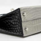 HERMES MINI KELLY II ALLIGATOR MISSISSIPPIENSIS MATT GRIS PERLE / BLACK SHW