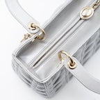 DIOR MEDIUM LADY DIOR LAMBSKIN GREY LGHW