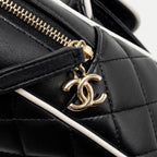 Chanel mini backpack/crossbody bag lambskin black/white LGHW (microchip)