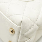 CHANEL MINI COCO HANDLE CAVIAR WHITE LGHW (MICROCHIP)