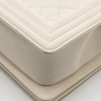 CHANEL MEDIUM BOY BAG CAVIAR WHITE LGHW