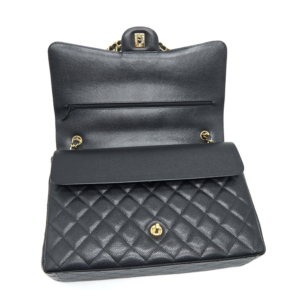 CHANEL MAXI CLASSIC DOUBLE FLAP CAVIAR BLACK GHW SERIAL 20
