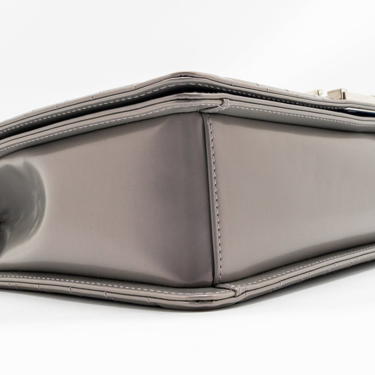 Chanel Reverso Boy Flap Patent Iridescent Grey SHW