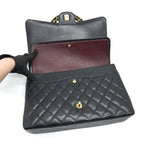CHANEL MAXI CLASSIC DOUBLE FLAP CAVIAR BLACK GHW SERIAL 20