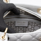 DIOR MEDIUM LADY DIOR LAMBSKIN GREY LGHW