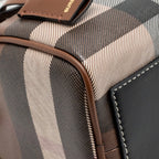 Burberry Mini Check Bowling Bag leather/canvas dark birch brown GHW