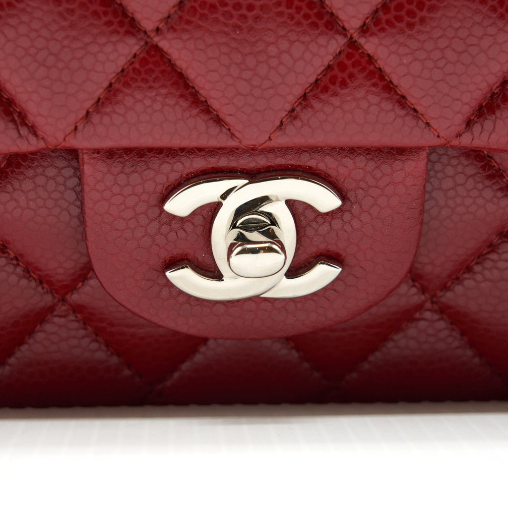 CHANEL MEDIUM CLASSIC DOUBLE FLAP BAG CAVIAR RED SHW