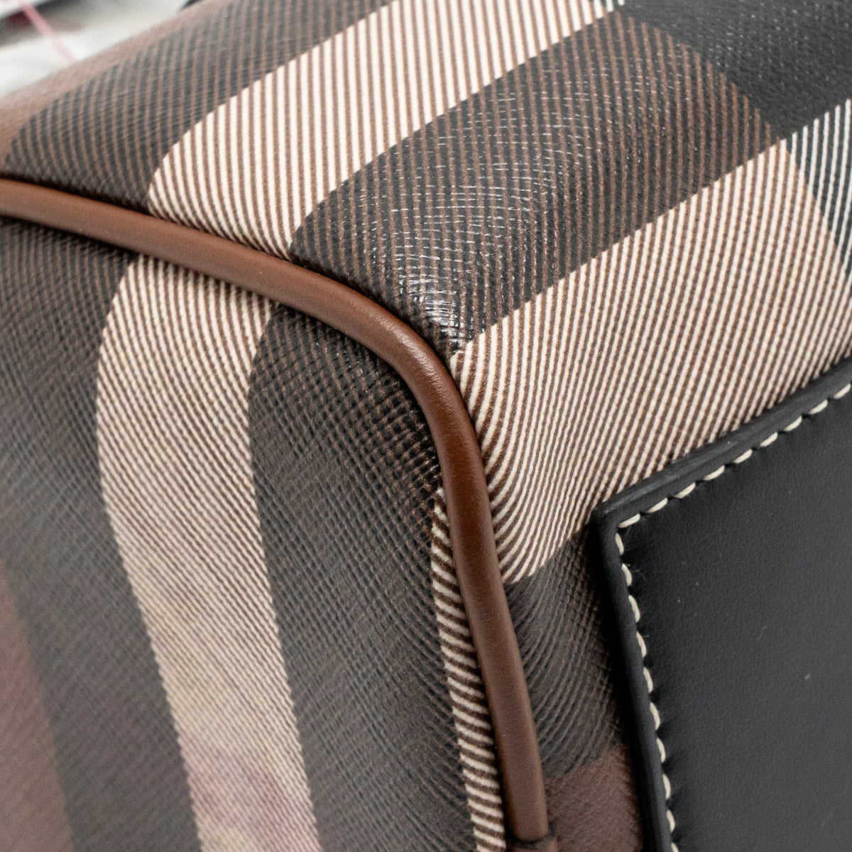 Burberry Mini Check Bowling Bag leather/canvas dark birch brown GHW