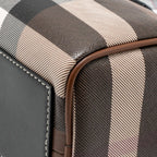 Burberry Mini Check Bowling Bag leather/canvas dark birch brown GHW