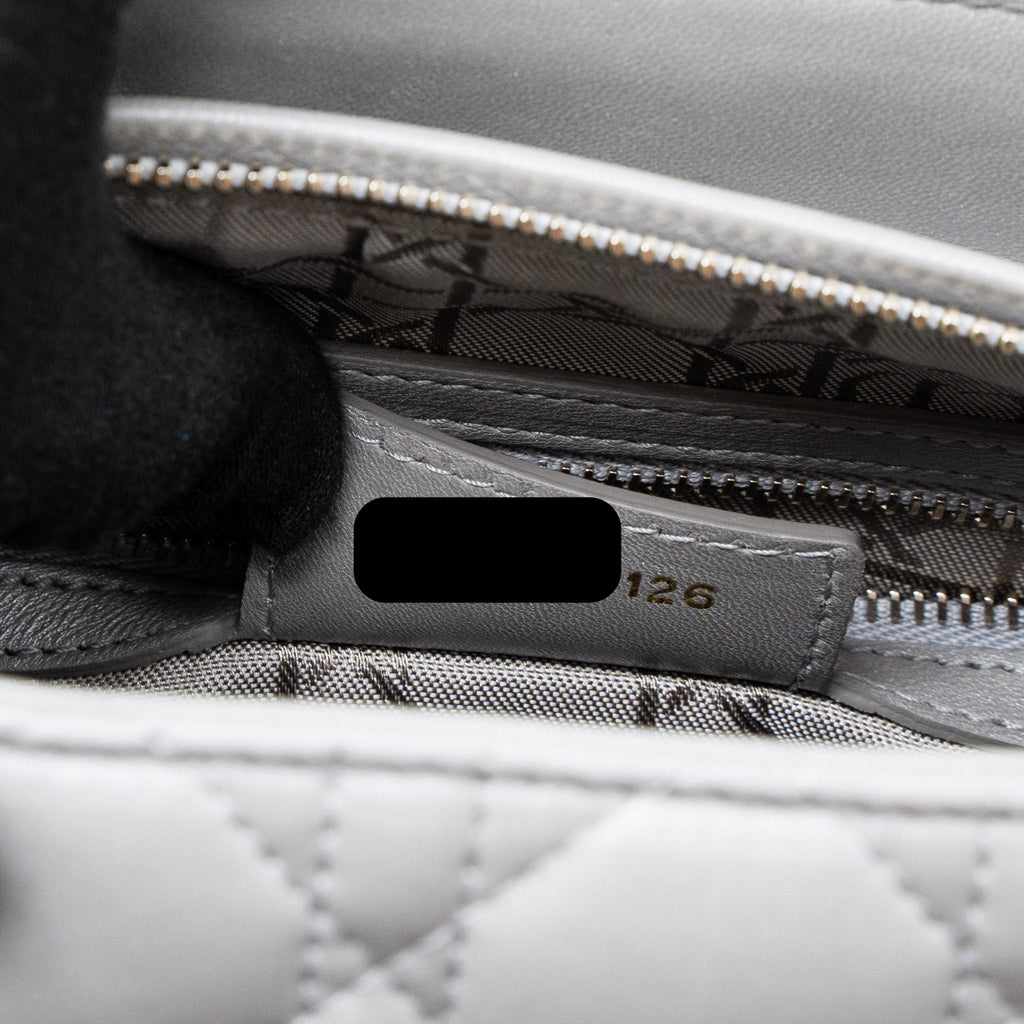 DIOR MEDIUM LADY DIOR LAMBSKIN GREY LGHW