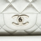 CHANEL MAXI CLASSIC DOUBLE FLAP BAG LAMBSKIN SLIVER SHW