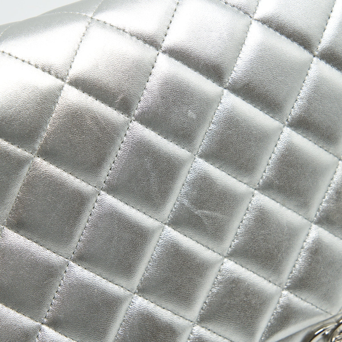 CHANEL MAXI CLASSIC DOUBLE FLAP BAG LAMBSKIN SLIVER SHW