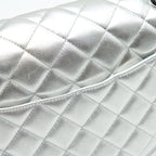CHANEL MAXI CLASSIC DOUBLE FLAP BAG LAMBSKIN SLIVER SHW