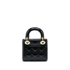 DIOR MINI LADY DIOR PATENT LEATHER BLACK GHW