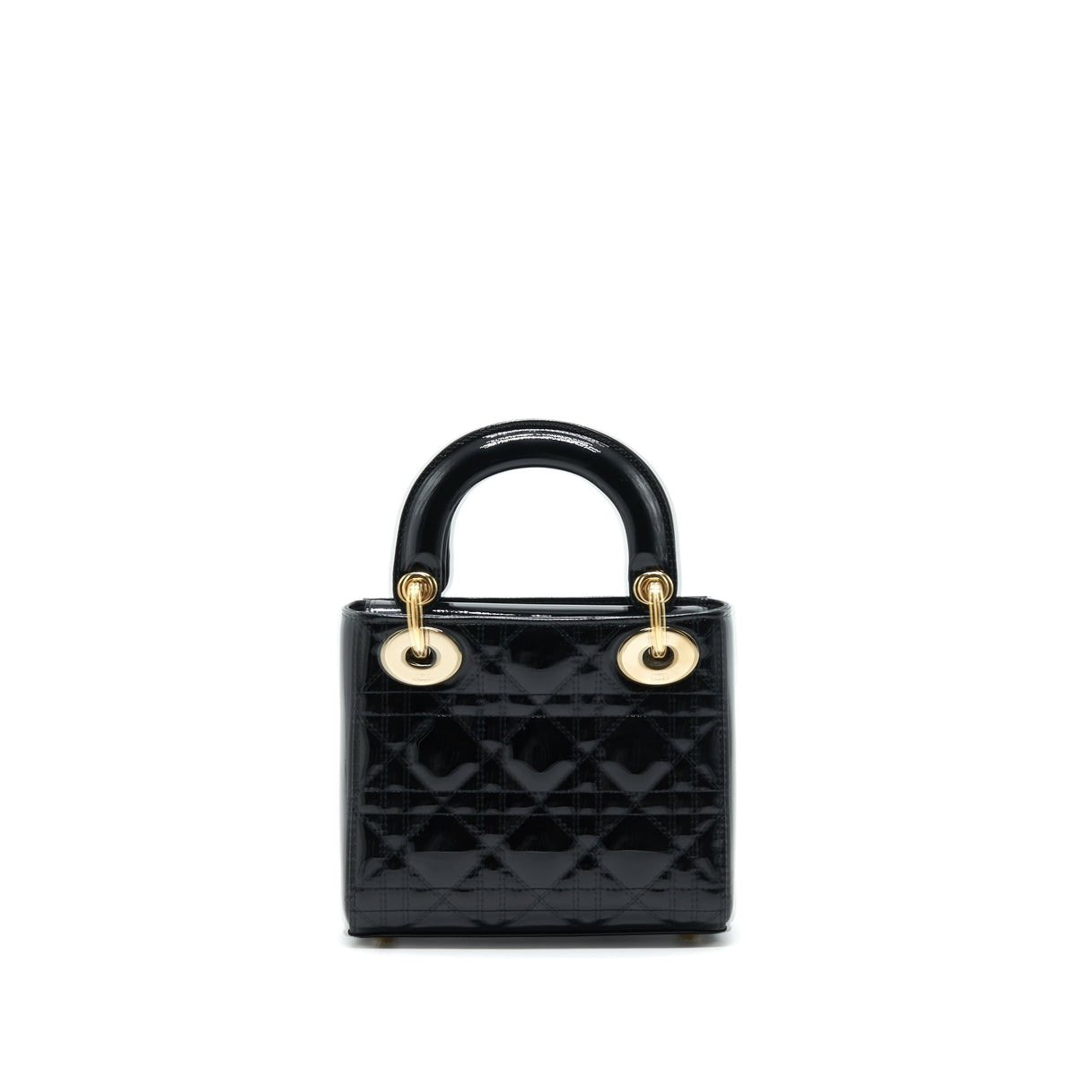 DIOR MINI LADY DIOR PATENT LEATHER BLACK GHW