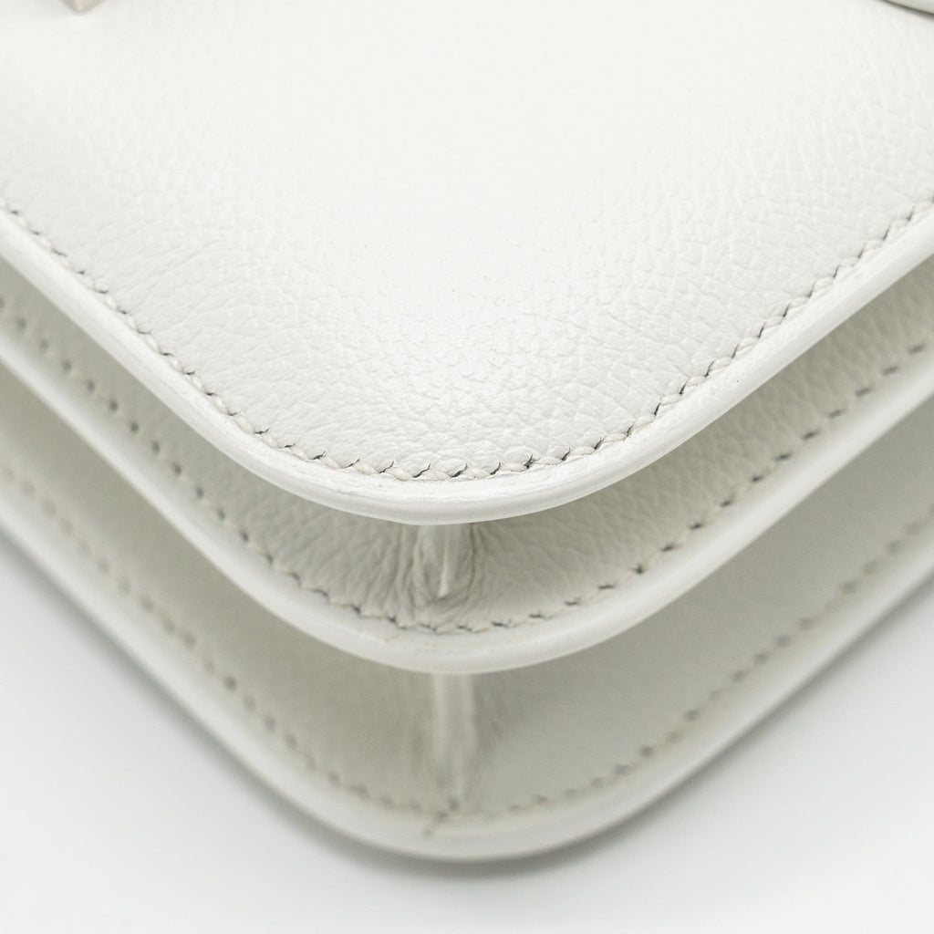 Hermes Mini Constance Evercolor/Alligator Mississippiensis Lisse Buckle New White / Gris Ciment SHW