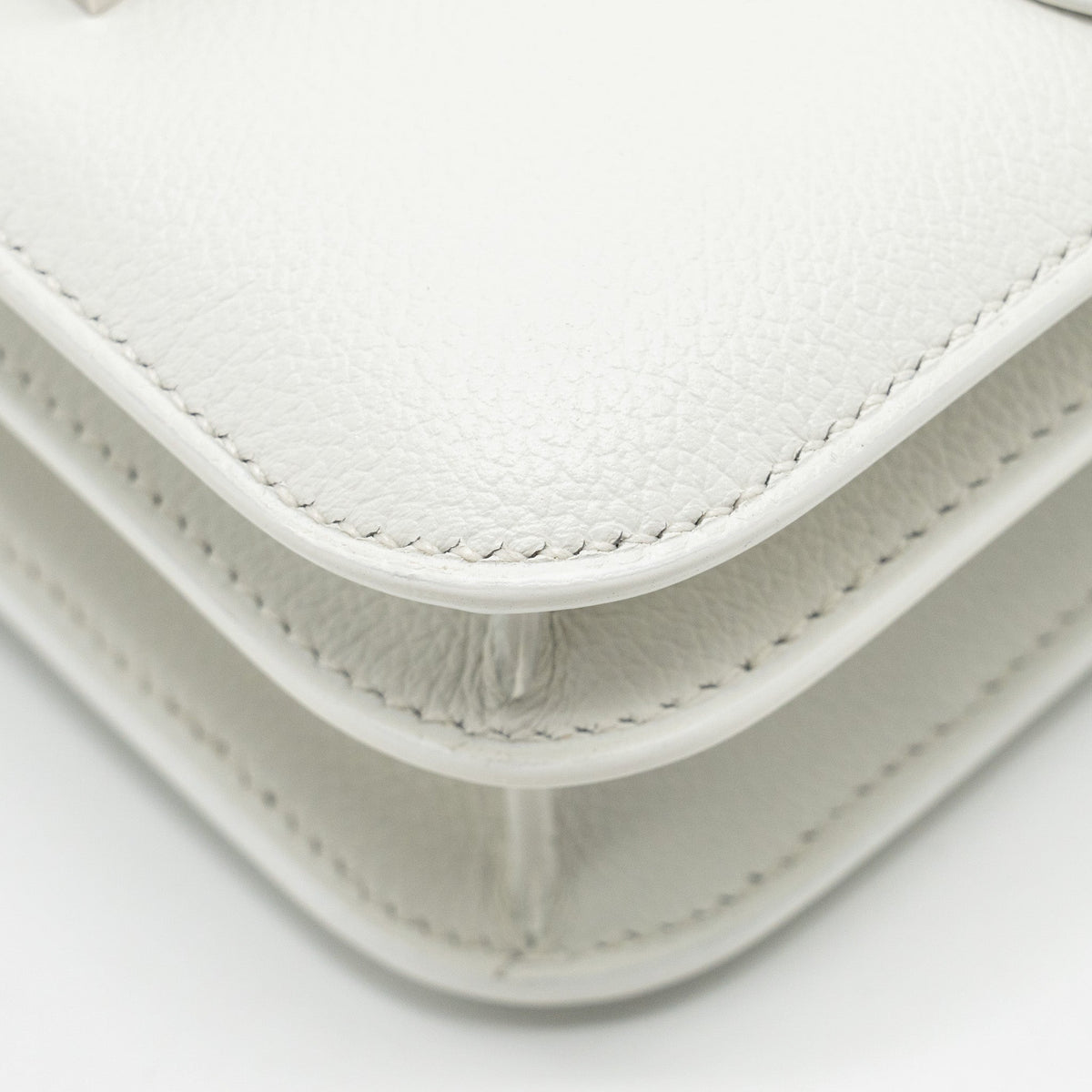 HERMES MINI CONSTANCE EVERCOLOR/ALLIGATOR MISSISSIPPIENSIS LISSE BUCKLE NEW WHITE / GRIS CIMENT SHW