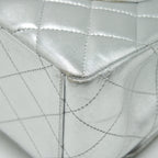 CHANEL MAXI CLASSIC DOUBLE FLAP BAG LAMBSKIN SLIVER SHW