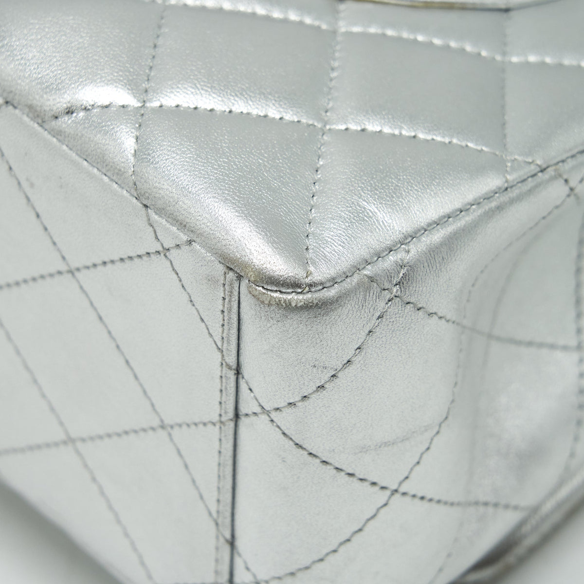 CHANEL MAXI CLASSIC DOUBLE FLAP BAG LAMBSKIN SLIVER SHW
