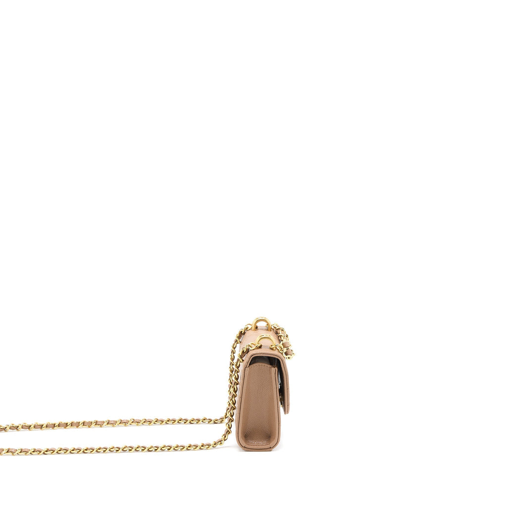 CHANEL MINI FLAP BAG CAVIAR BEIGE GHW (MICROCHIP)