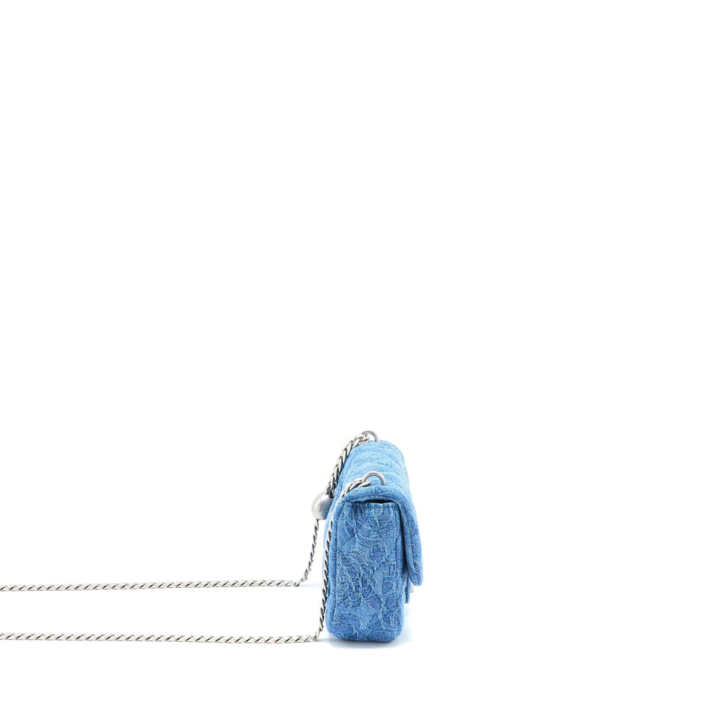CHANEL COCO LOVE FLAP BAG CAMELLIA DENIM BLUE SHW (MICROCHIP)