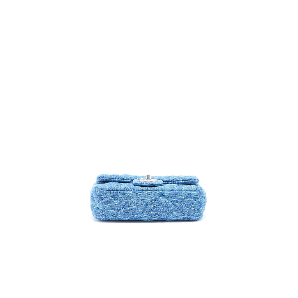 CHANEL COCO LOVE FLAP BAG CAMELLIA DENIM BLUE SHW (MICROCHIP)