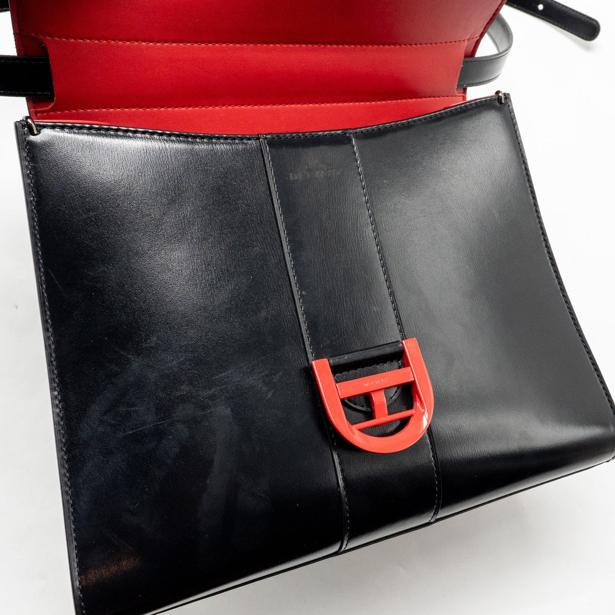 Delvaux brilliant MM box leather black with multicolour hardware