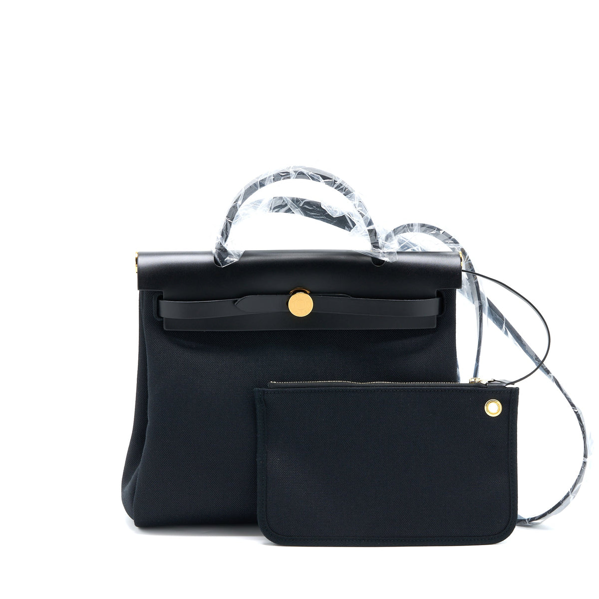 HERMES HERBAG ZIP 31 BAG CANVAS/HUNTER BLACK GHW