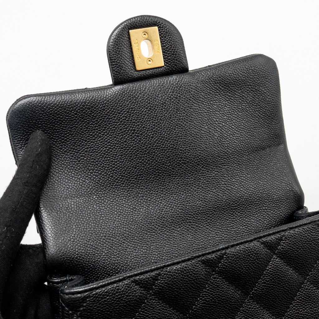 CHANEL COCO LOVE MINI FLAP BAG ADJUSTABLE CHAIN CAVIAR BLACK GHW (MICROCHIP)