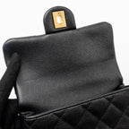 CHANEL COCO LOVE MINI FLAP BAG ADJUSTABLE CHAIN CAVIAR BLACK GHW (MICROCHIP)