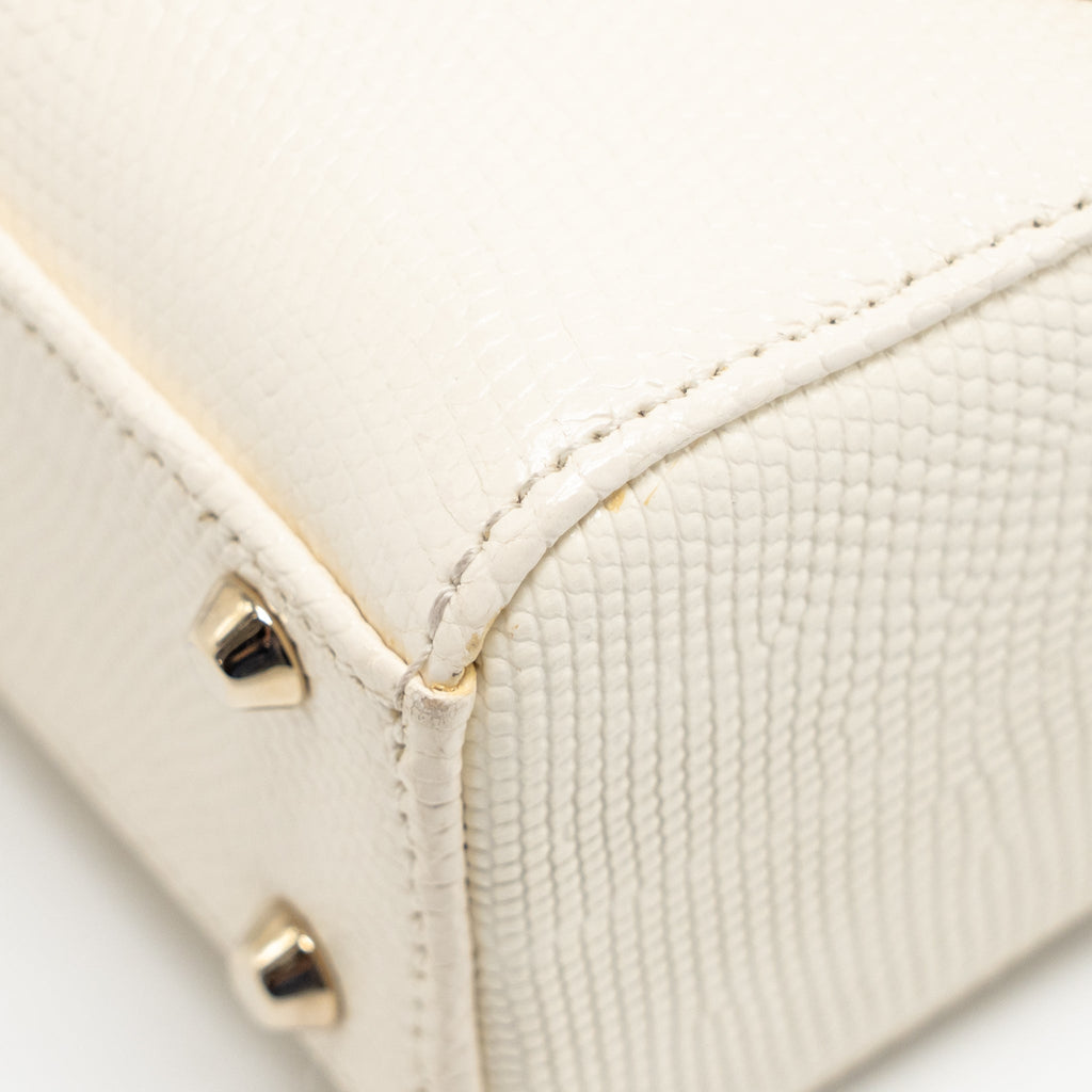 DIOR MINI LADY DIOR LIZARD WITH CRYSTAL WHITE LGHW