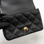 CHANEL COCO LOVE MINI FLAP BAG ADJUSTABLE CHAIN CAVIAR BLACK GHW (MICROCHIP)