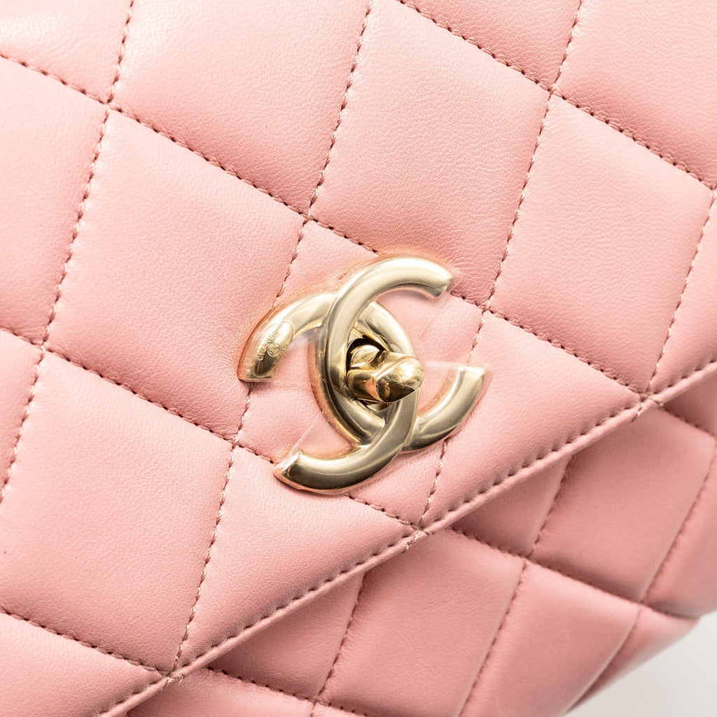 CHANEL TOP HANDLE TRENDY CC FLAP BAG LAMBSKIN PINK LGHW