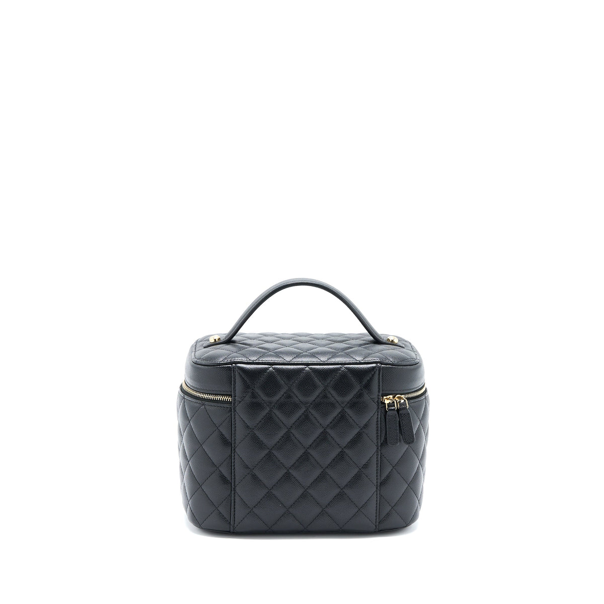 CHANEL TOP HANDLE VANITY CASE CAVIAR BLACK LGHW