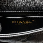 CHANEL COCO LOVE MINI FLAP BAG ADJUSTABLE CHAIN CAVIAR BLACK GHW (MICROCHIP)