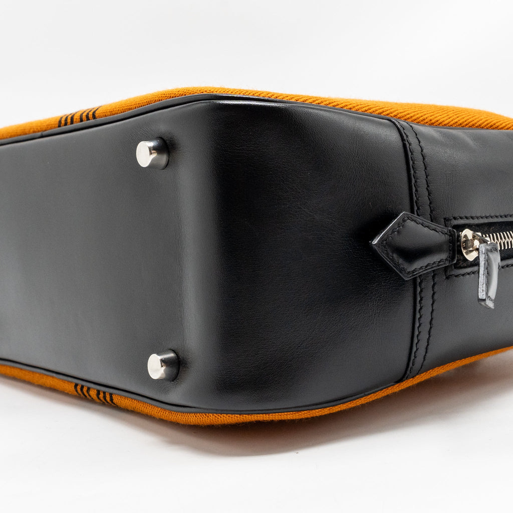 Hermes plume 28 fabric / leather orange / black SHW