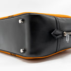 Hermes plume 28 fabric / leather orange / black SHW