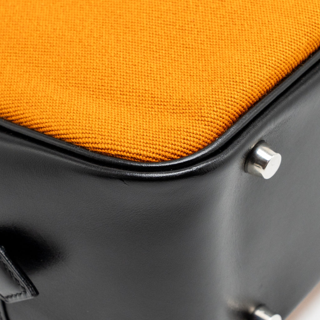 Hermes plume 28 fabric / leather orange / black SHW