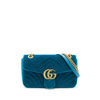 GUCCI MINI MARMONT FLAP BAG VELVET GREEN