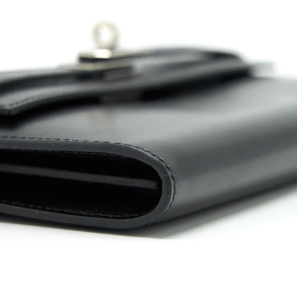 Hermes Kelly Classic Long Wallet Box Black SHW